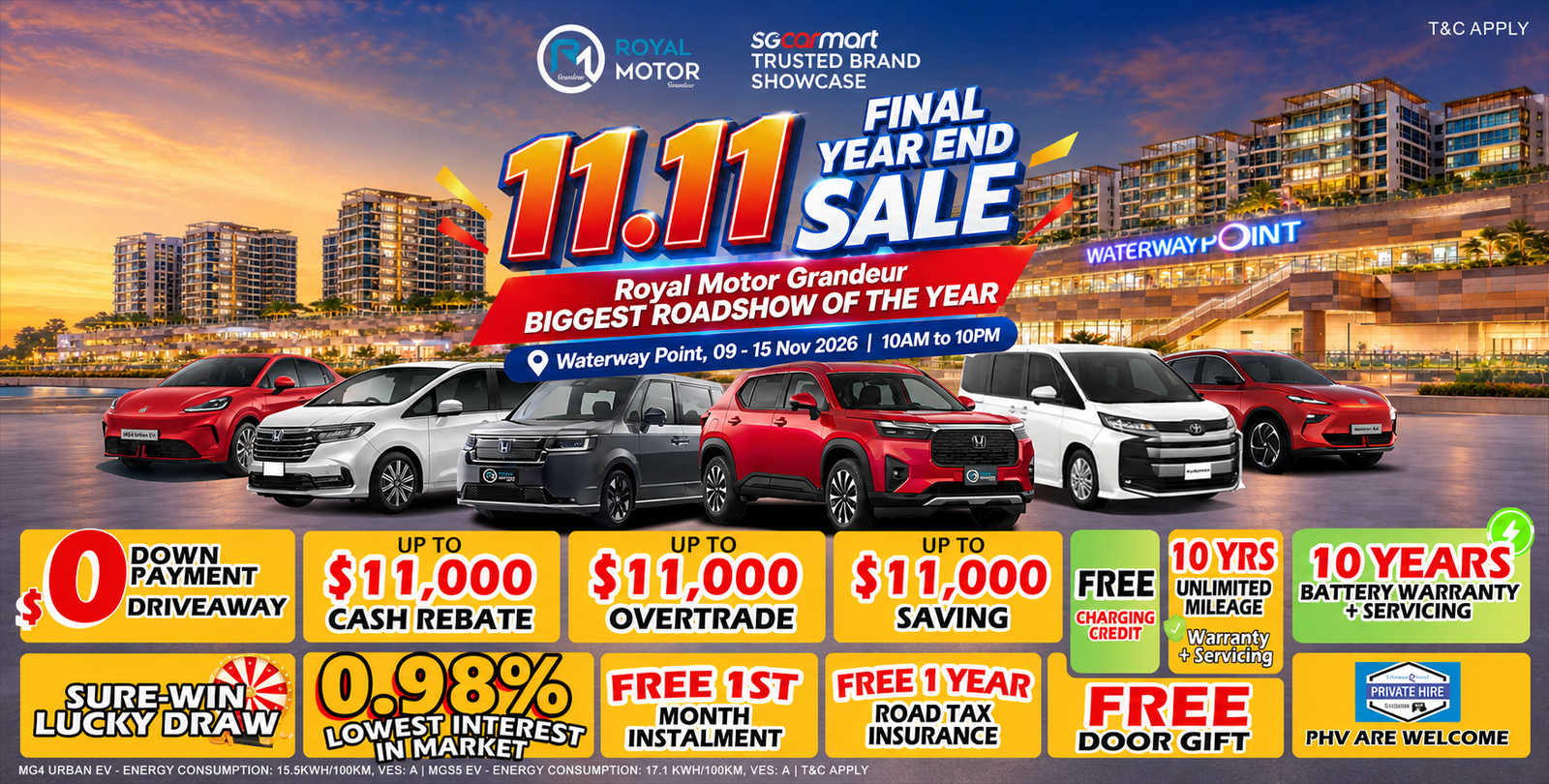 Royal Motor Grandeur Waterway Point Roadshow, 09 Nov to 15 Nov 10 am to 10 pm